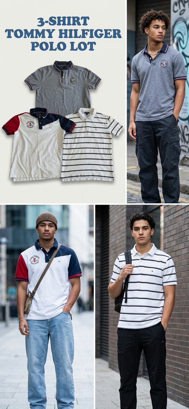 Vintage Y2K Tommy Hilfiger Polo Shirt Lot of 3 Men's XXL 2XL Preppy